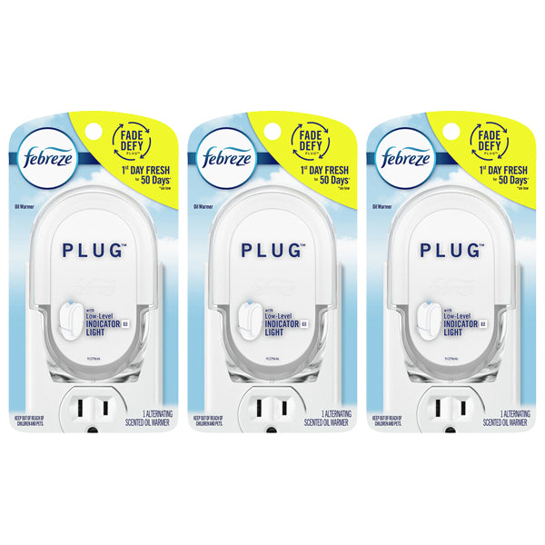 3 Pack - Febreze Plug In Air Freshener Fade Defy Plugs Oil Warmer Febreze